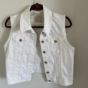 LEVI STRAUSS WOMEN WHITE DENIM VEST COTTON SIZE L